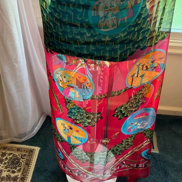 Hermes Scarf. ‘L'Ombrelle Magique’. 100% Muslin Silk. Very Large. Pierre Marie. - Picture 11 of 16